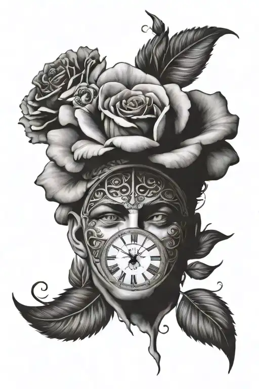 Greek God With Clock Eye Face Rose