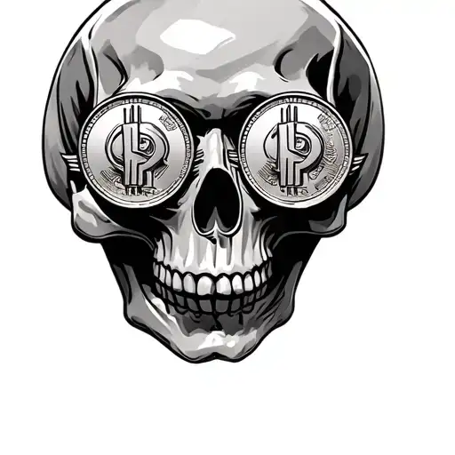 Skull With Coins On Eyes