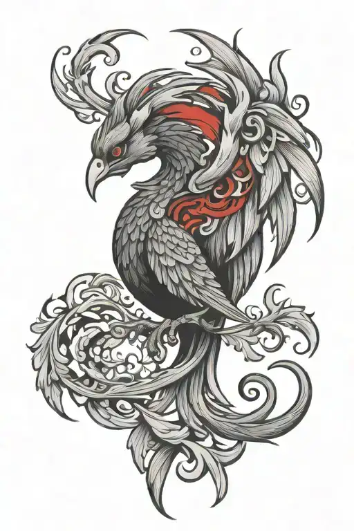 Tiny Black And Red Phoenix