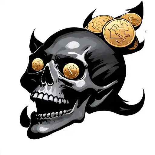 Evil Skull With Coins On Eyes