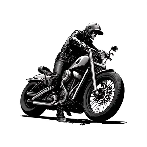 Men's Motorcycle Tattoo And Female Fatale