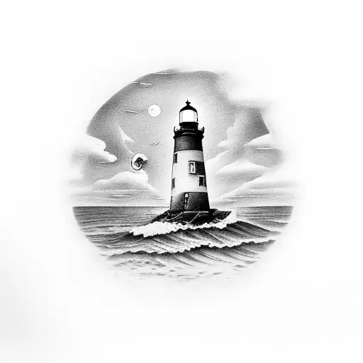 Wine Bottle As Lighthouse Guiding A Ship