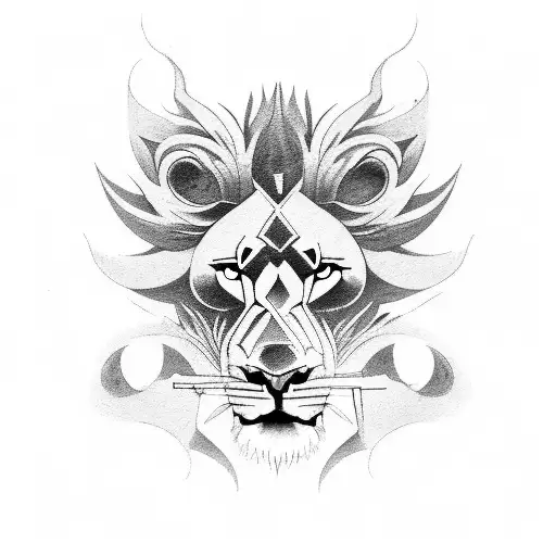 Create A Tattoo Depicting A Legendary Battle Between A Lion And A Dragon