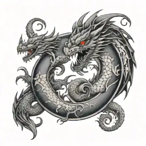 Ying And Yang Dragon Curled