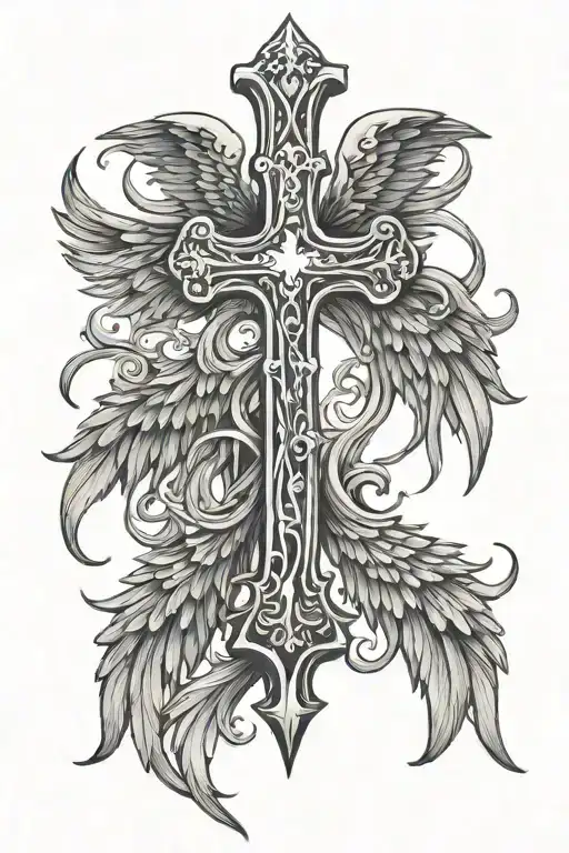 Cross With Angel Wings