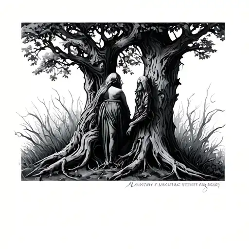 Sensenmann Who Stands Behind A Tree