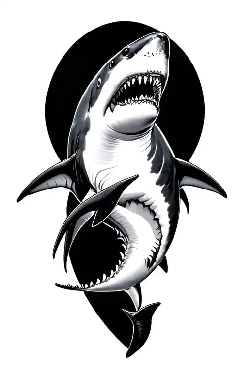 Shark Tattoo With Hammerhead And Black Tip Reef Shark