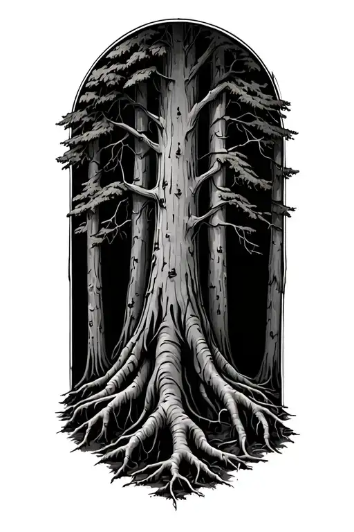 Redwood Trees With Roots