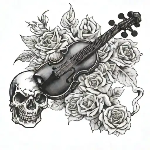 Skeleton Hand And A Simple Violin