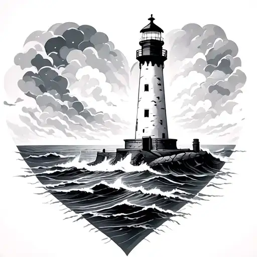 Lighthouse Tatto With Heart