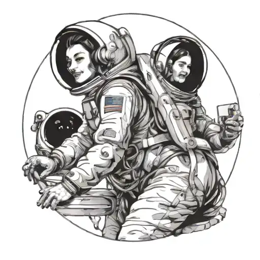 A Woman Smiling Mirror Reflection Woman Sad Astronaut Lost