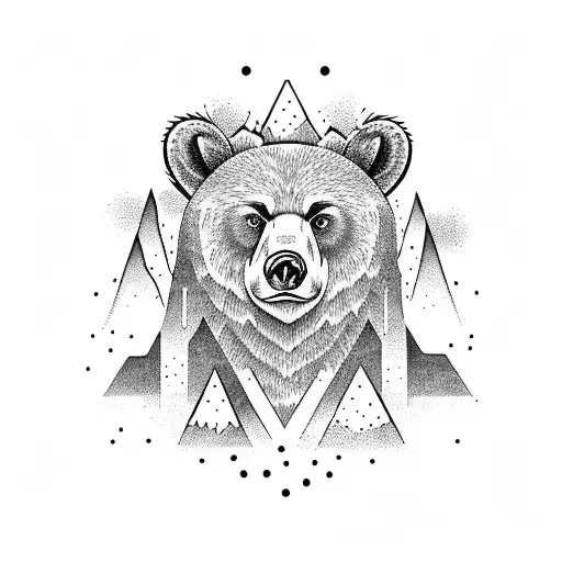 Mountains Pine Tree Bear