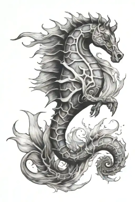 Sea Horse For Men Upper Thight Tattoo Related