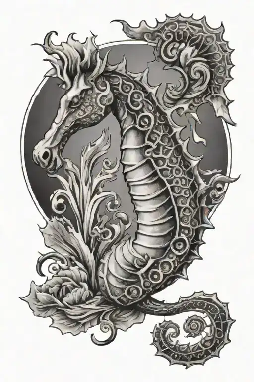 Sea Horse For Men Upper Thight Tattoo Related