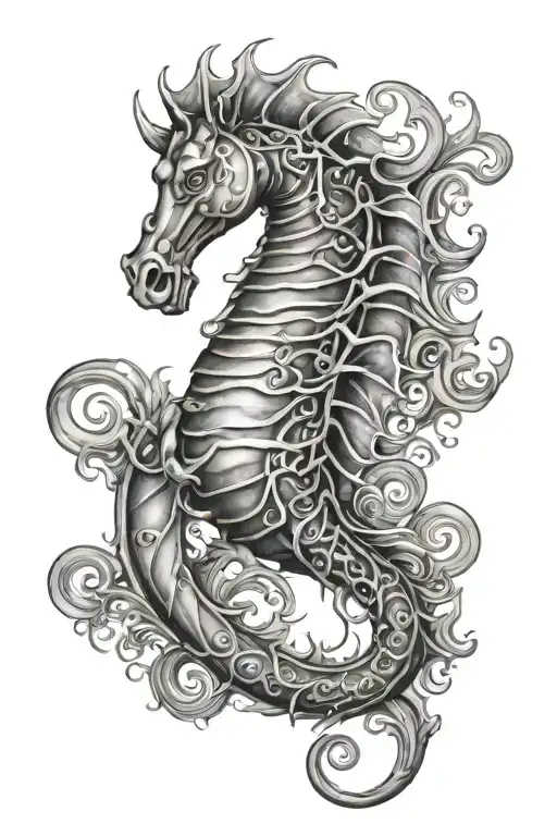 Sea Horse For Men Upper Thight Tattoo Related