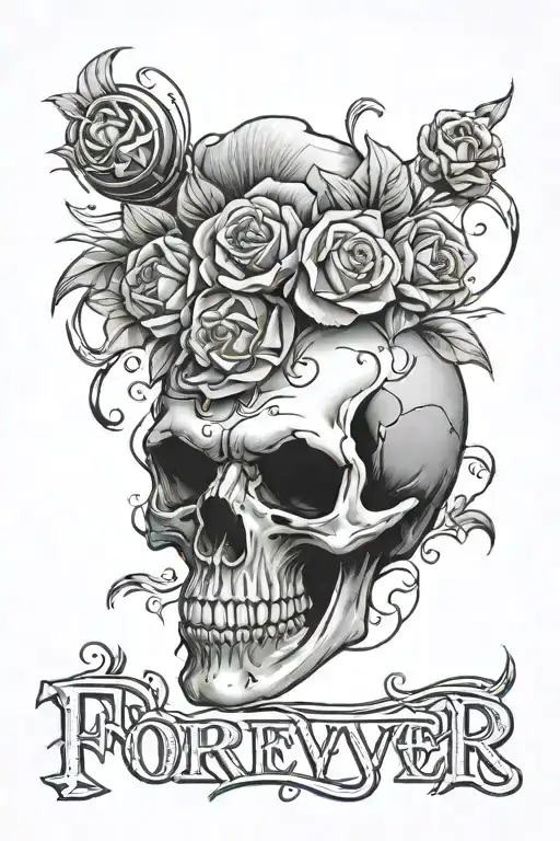 Skull With Forever Parker On My Forearm