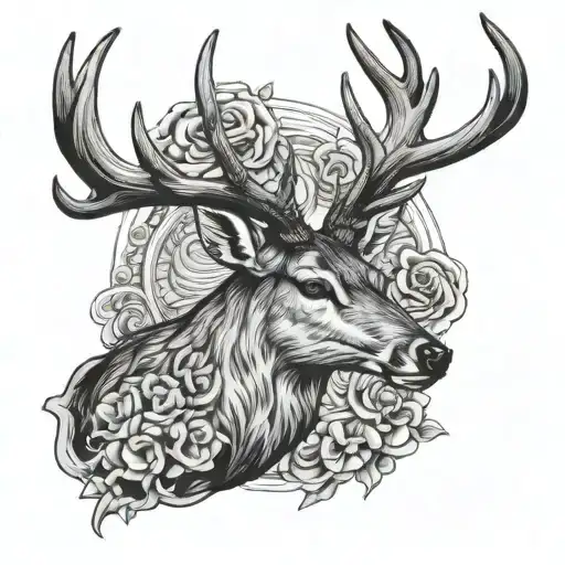 Male Deer Head Surrounded