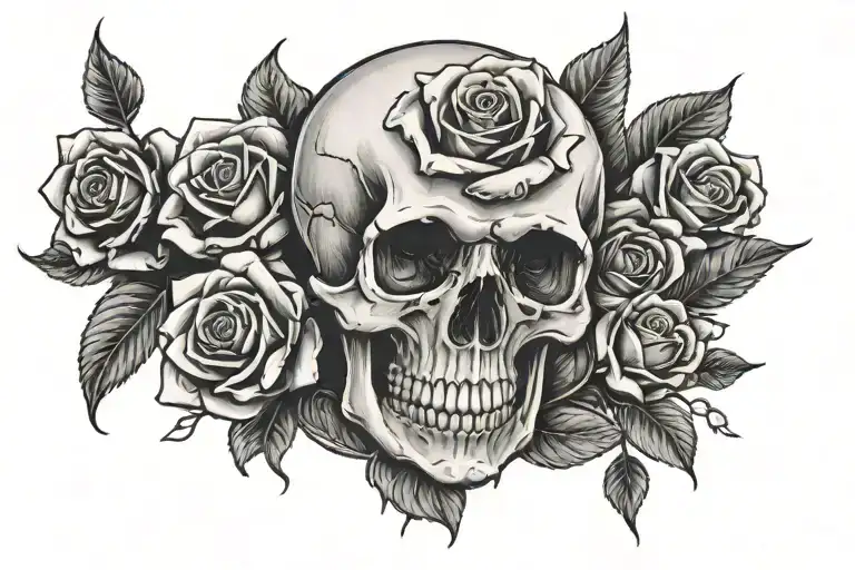 Skull Hourglass Roses Growing