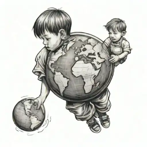 A Child Lost In Earth Globe