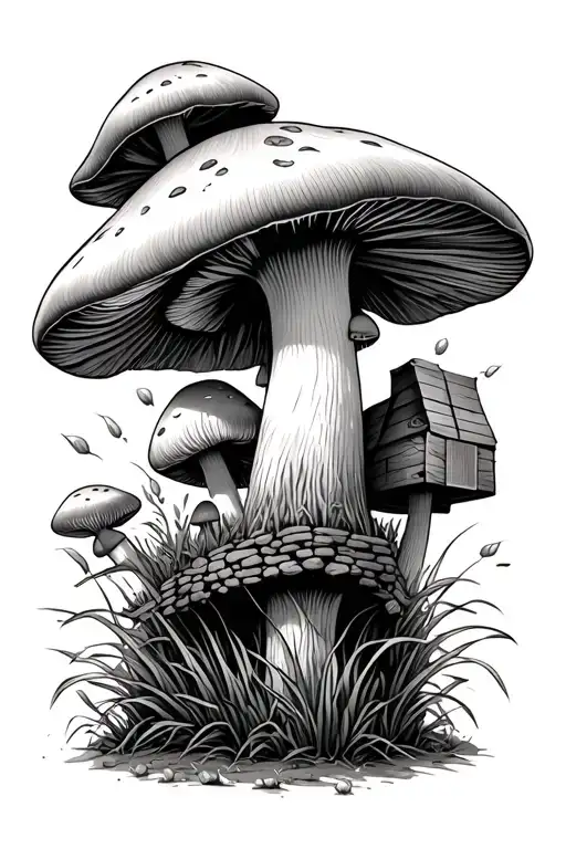 Mushrooms Stream Grass Roof Hut Delivery Driver