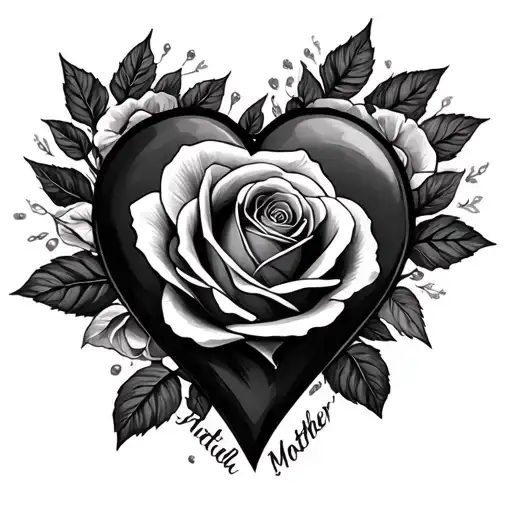 Roses A Heart And The Name Mother In Portuguese