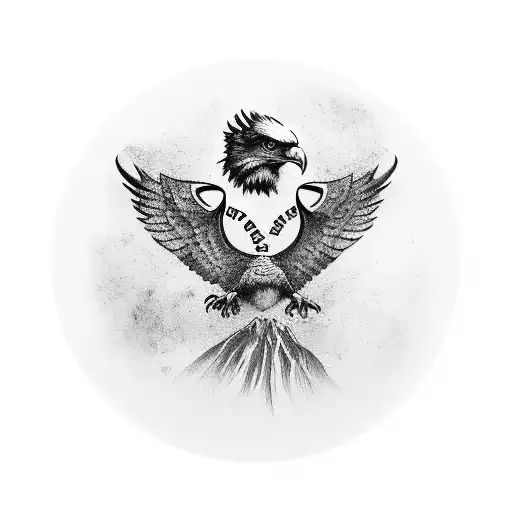 A Black And Grey Tattoo Of A Cricket Ball With Eagle Wings