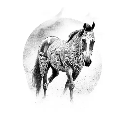 Black Ink Full Body Horse That Is Tribal And Sexy