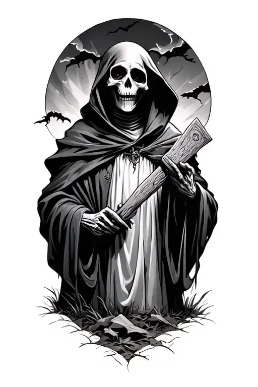 Grim Reaper In Creepy Cemetery