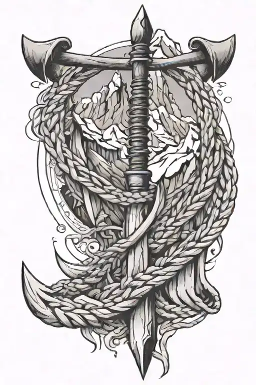 Mountain Crystalls Climbingrope And Iceaxe