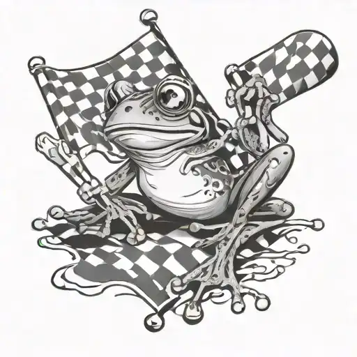 Frog Waving Checkered Flag Waving