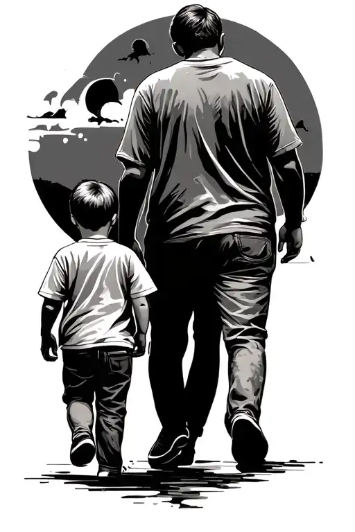 Father And Son Walking
