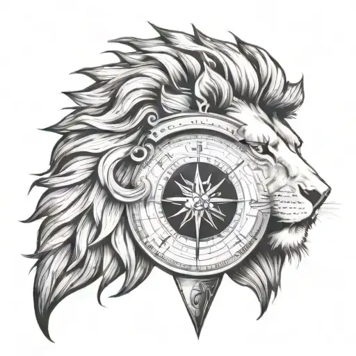 Half Compass Half Lion Head