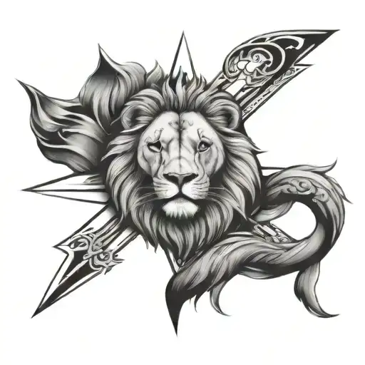 Half Compass Half Lion Head