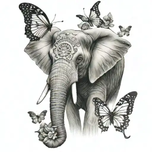 Elephant N Butterfly Wing For Ears Surrounded