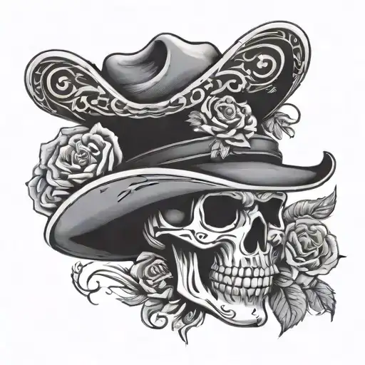 Day Of Dead Skull With Cowboy Hat