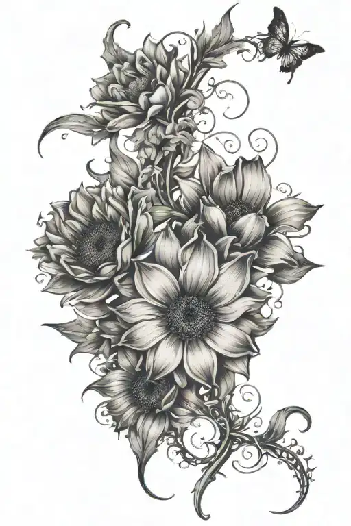 Dedeaux In The Middle Of Flowers As A Spine Tattoo Make It Girly Add A Sunflower And Petals