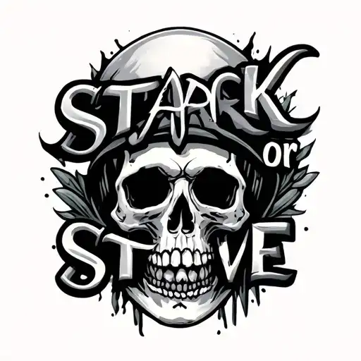 Stack Or Starve Text With Skull Underneath