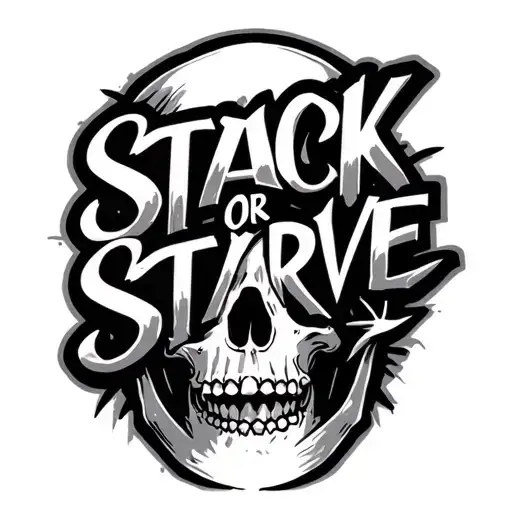 Stack Or Starve Text With Skull Underneath
