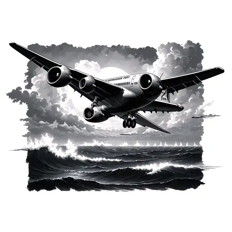 Airplane Flying Over The Sea