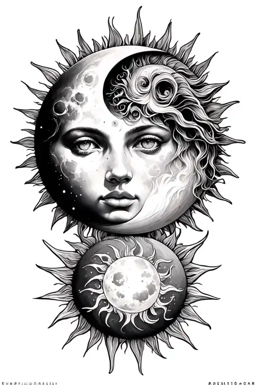 Sun And Moon Merging Together