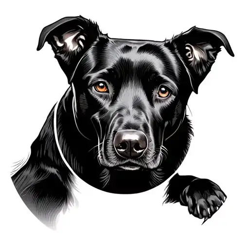 Black Labrador Dog In Circle