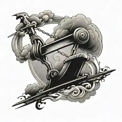 Seesaw With Dark Clouds Swirling