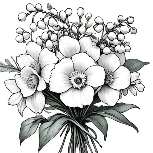 Carnation Daffodil Lily Of The Valley Aster Bouquet