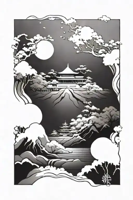 Snowy Landscape In A Box Background Japanese Style