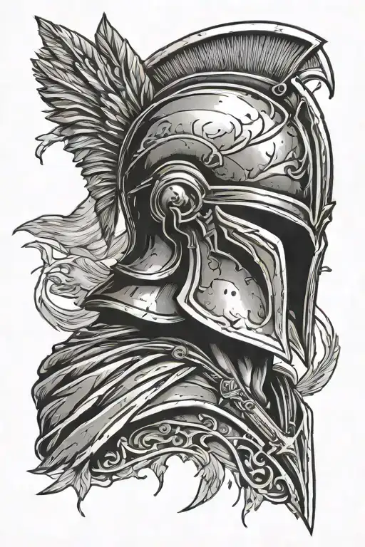 Spartan Helmet Outline With Sword Through It