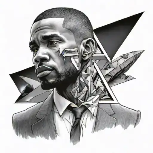Make A Tattoo Of Frank Ocean In A Suit And A Pyramid In The Background