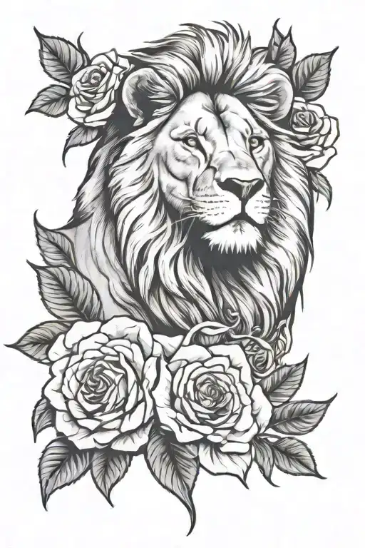 Lion And Roses