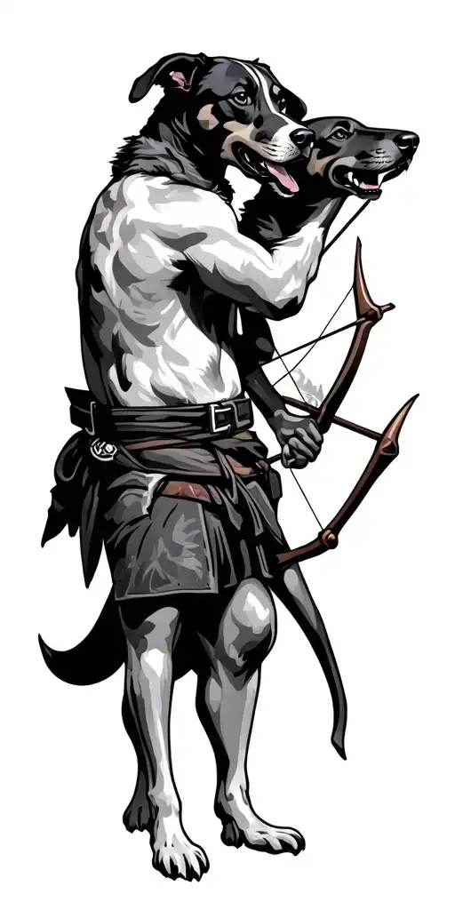 Archery And Dogs Standing Guard