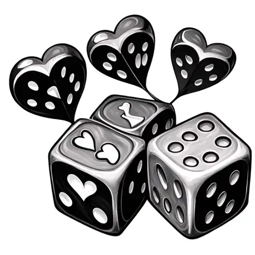 3 Dice With Hearts