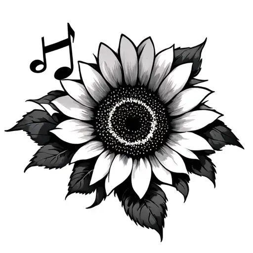 Sunflower Music Notes Sunset Sky